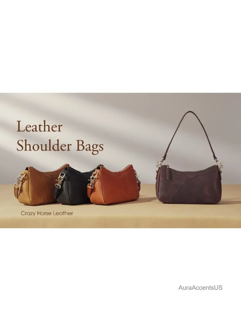 Small Leather Hobo Bag Crossbody Shoulder Purse with 2 Straps